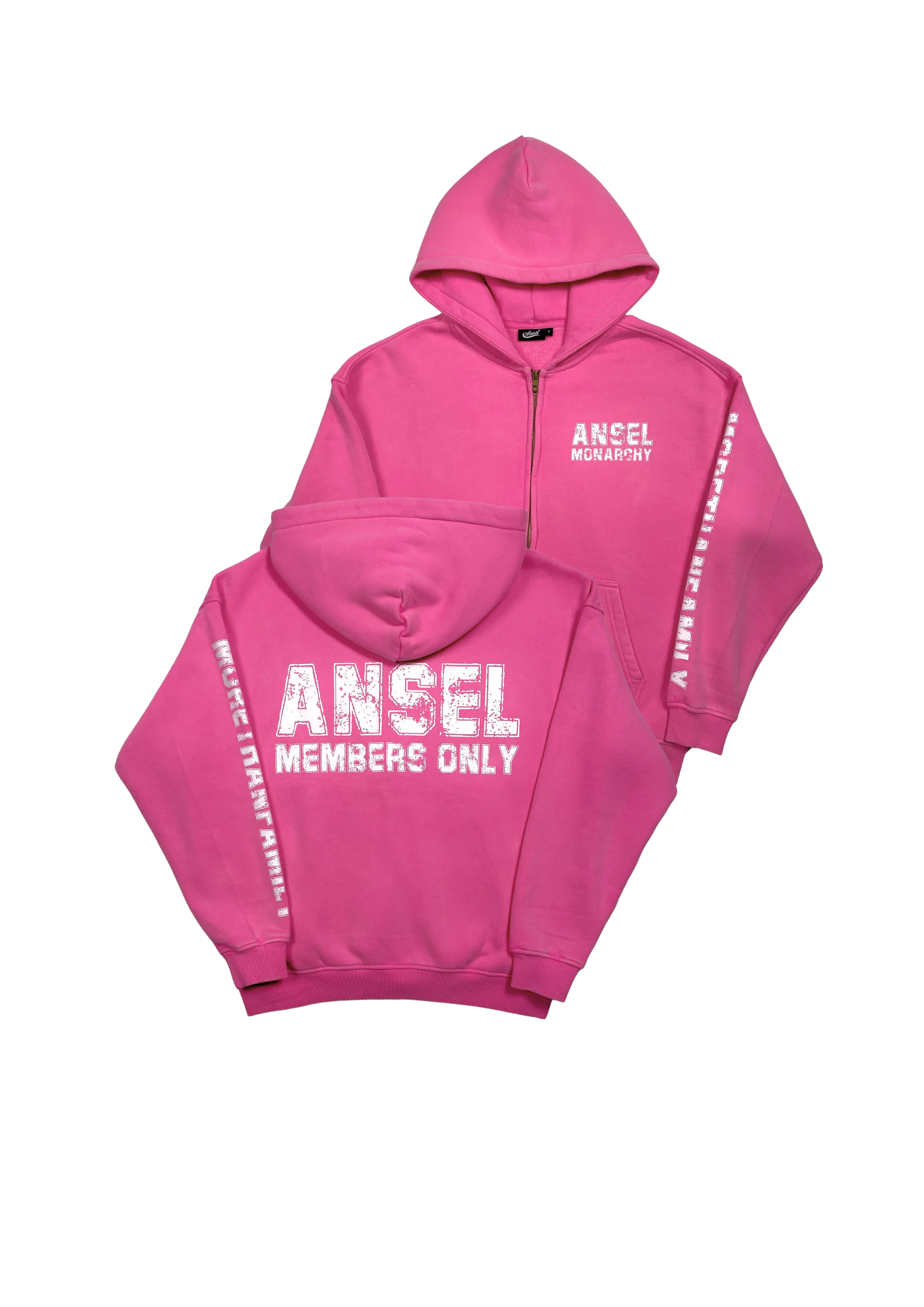 ANSEL MEMBERS ZIP UP HOODIE (BABY PINK)